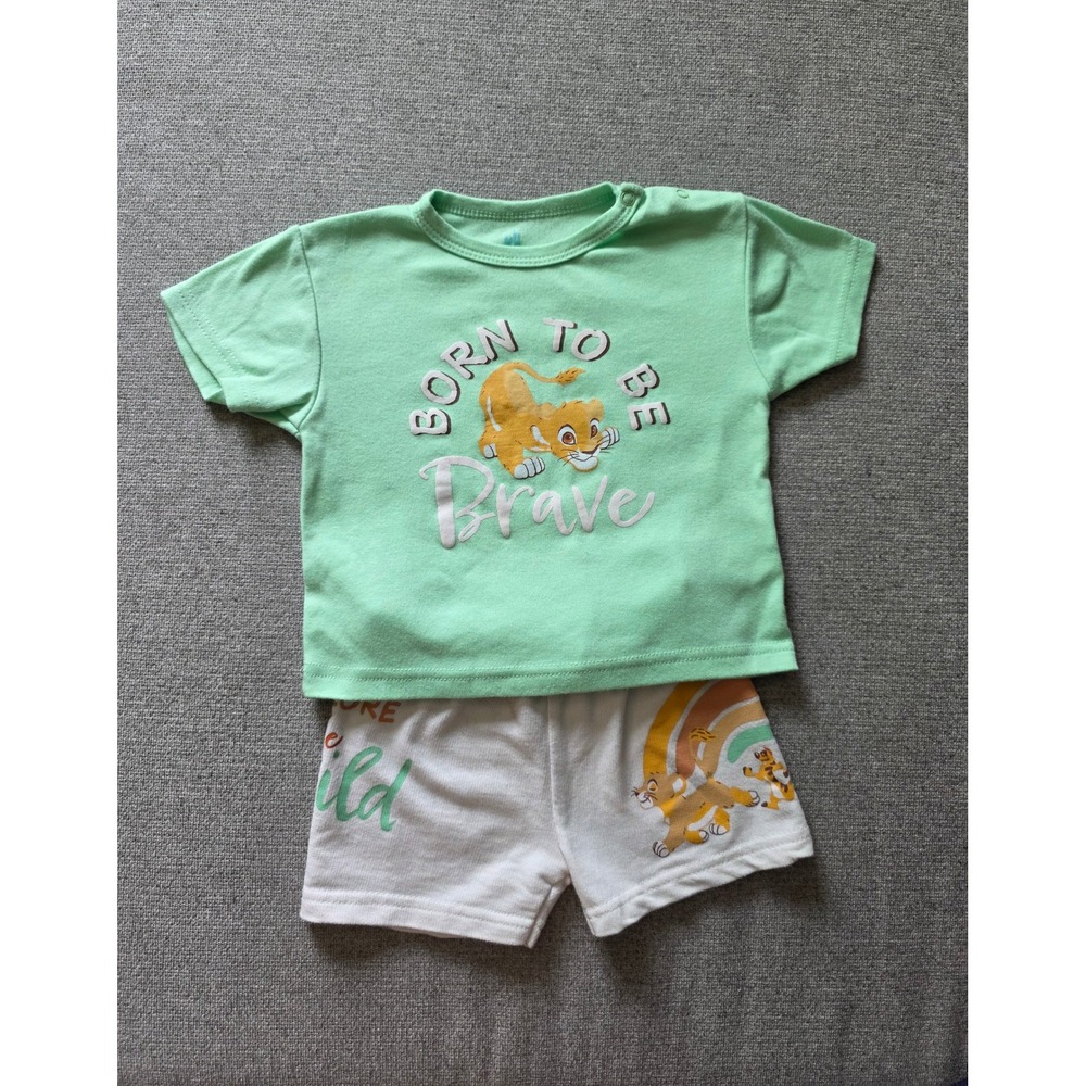 Disney Baby Lion King Simba Born To Be Brave T-Shirt and Shorts Set Mint 6M